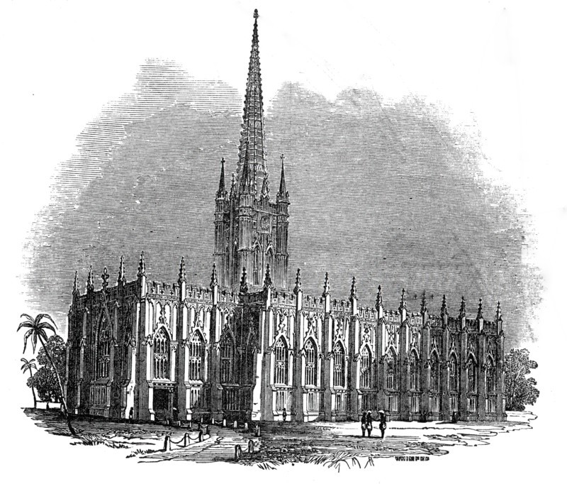 St. Paul's Cathedral, Calcutta, 1845. Creator: Josiah Wood Whymper.