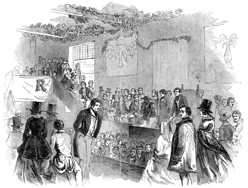 Interior of the Cymreigyddion Hall, Abergavenny, 1845. Creator: Unknown.