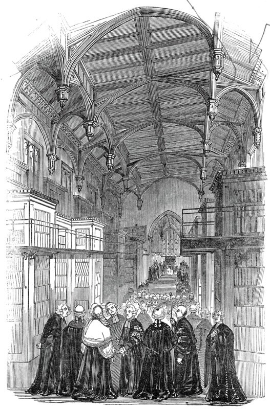 The Library - presentation of the address, Lincoln's Inn New Buildings, 1845. Creator: Unknown.