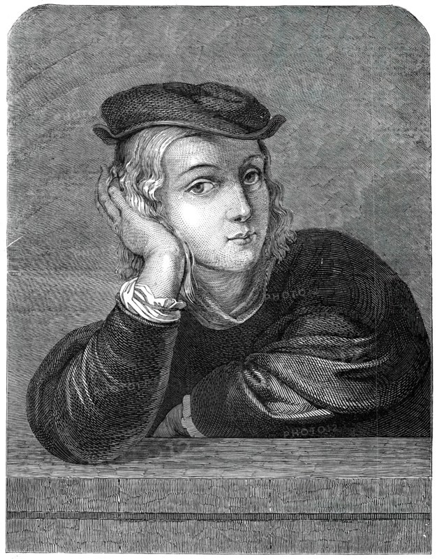 Raphael at the age of 15 - painted by himself - from the Louvre Gallery, 1845. Creator: Unknown.