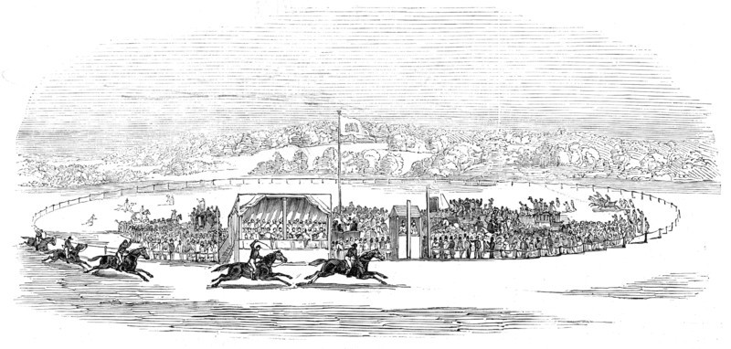 Races at Wheat Croft - Col. Thompson's "Hamlet" winning the Lascelles Cup, 1845. Creator: Unknown.