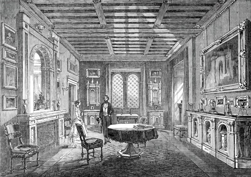 The Crimson Drawing-Room, Lansdown Tower, 1845. Creator: Unknown.