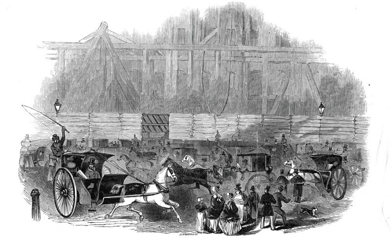 Office of the Board of Trade - scene on Sunday night, 1845. Creator: Ebenezer Landells.