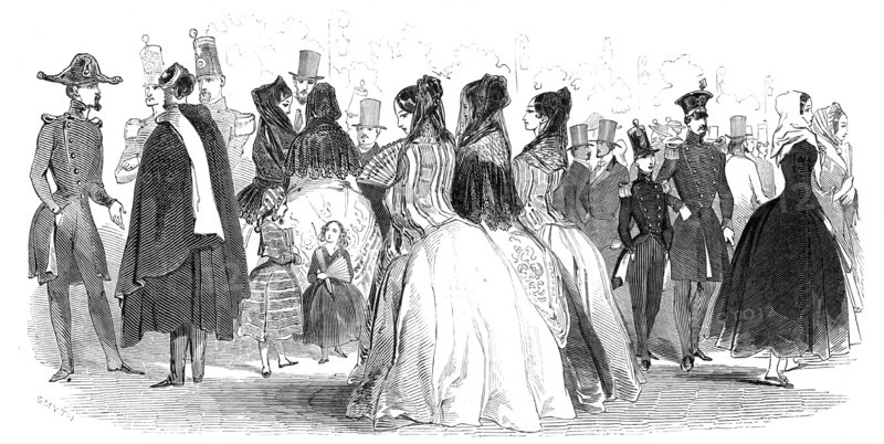 Costumes of the Prado, 1845. Creator: Smyth.