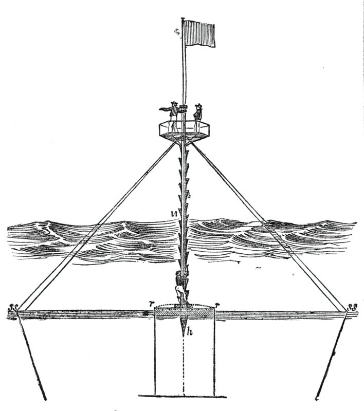 Capt. Bullock's safety beacon on Goodwin Sands, 1844. Creator: Unknown.