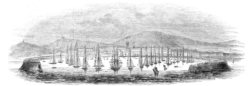 Inspection of Revenue Cruisers, in Kingstown Harbour, Dublin, 1844. Creator: Unknown.
