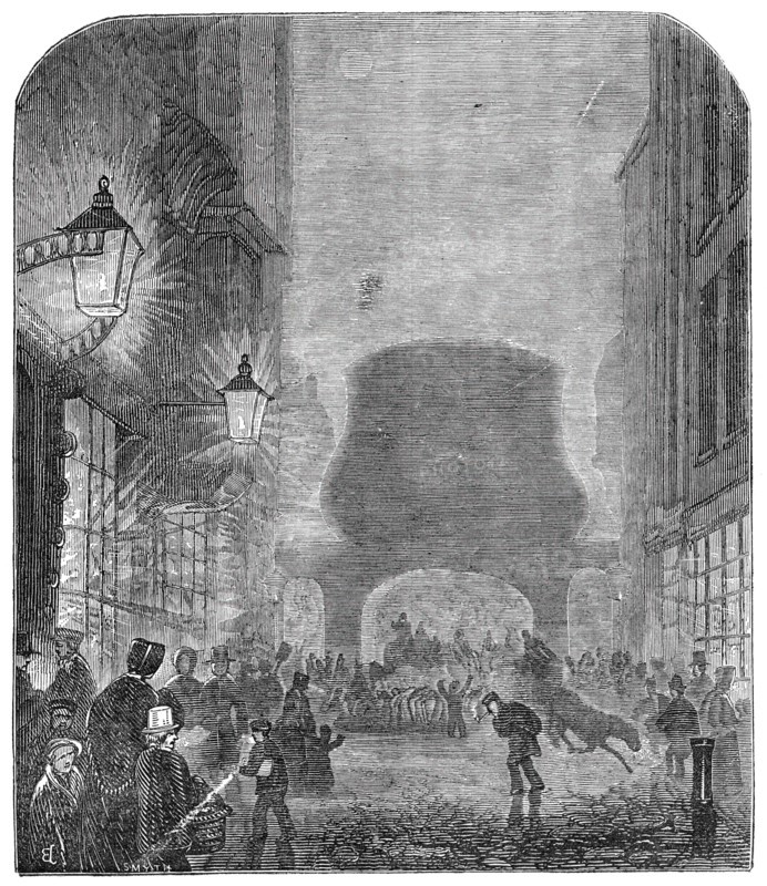 A scene near Temple Bar, during the fog, 1844. Creator: Unknown.