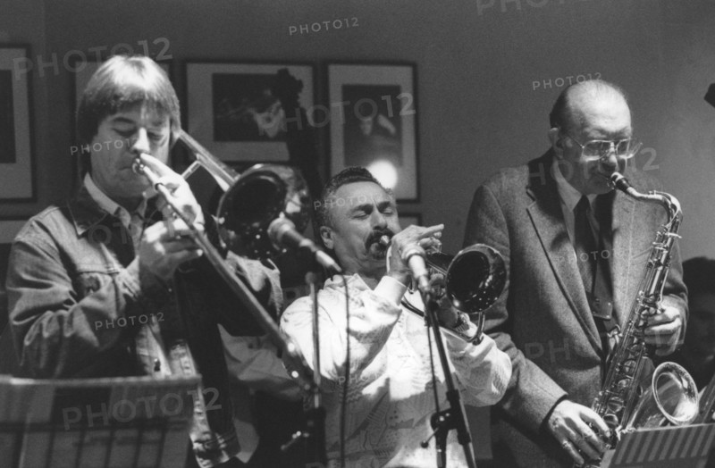 Shorty Rogers, Bill Watrous and Bob Cooper, Ronnie Scotts, Soho, London, c1982. Creator: Brian Foskett.