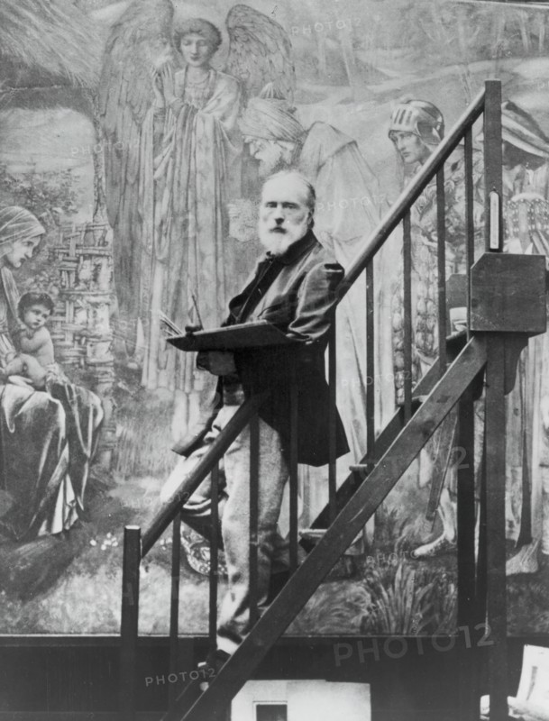 Edward Burne-Jones at work on the Star of Bethlehem, 1895. Creator: Barbara Leighton.
