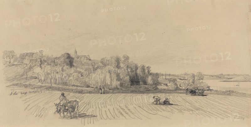 L'Ile aux Moines with Workers in a Field