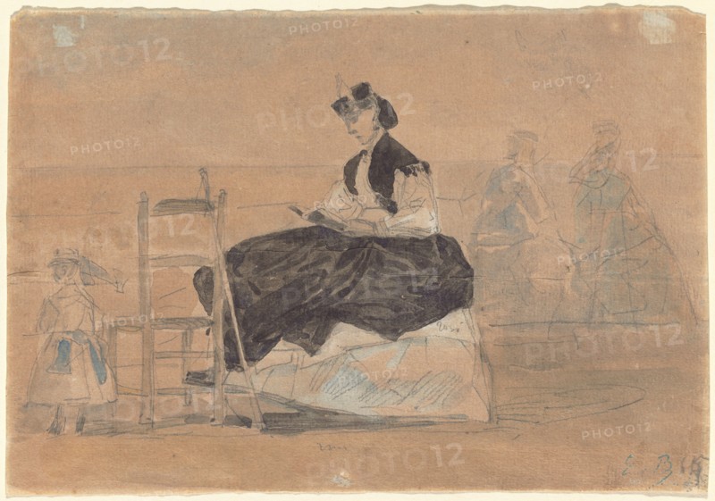 Woman in a Crinoline on the Beach of Trouville