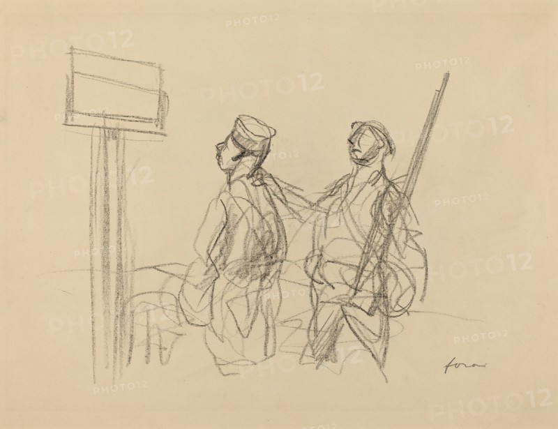 Two Soldiers Looking at a Placard