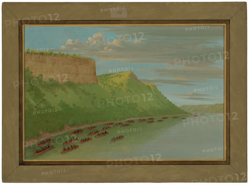 Father Hennepin and Companions Passing Lover's Leap. April 1680