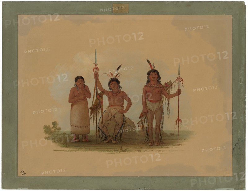 Two Arapaho Warriors and a Woman