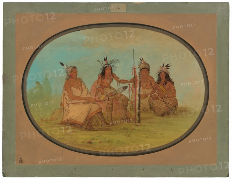 An Aged Ojibbeway Chief and Three Warriors