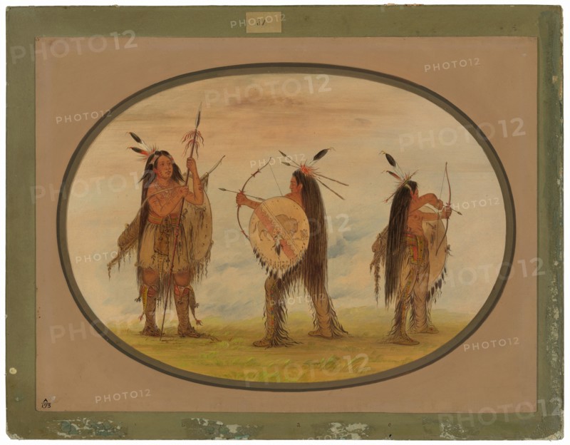 Three Mandan Warriors Armed for War
