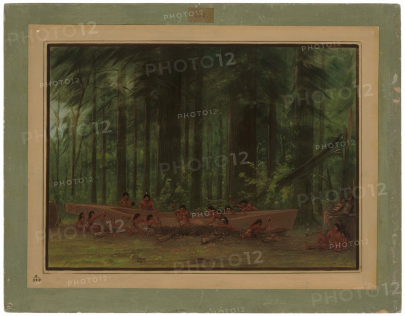 Excavating a Canoe - Nayas Indians