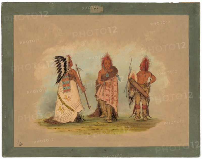A Pawnee Chief with Two Warriors