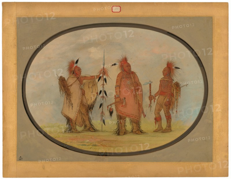 Osage Chief with Two Warriors