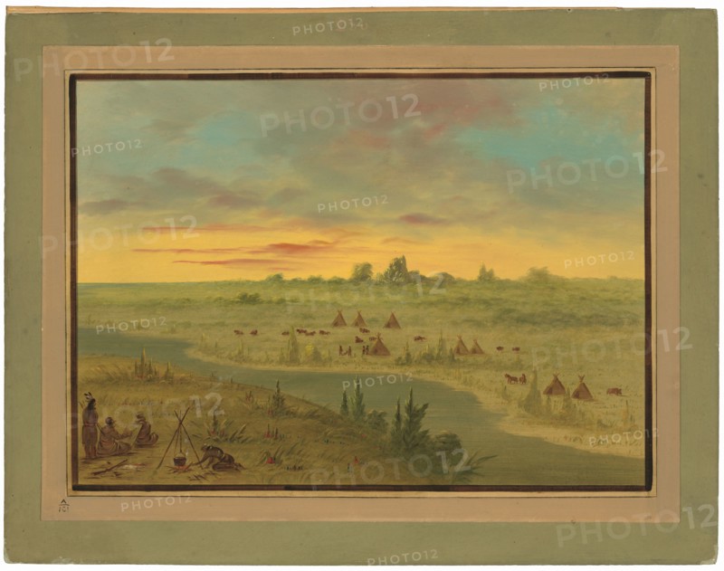 Encampment of Pawnee Indians at Sunset