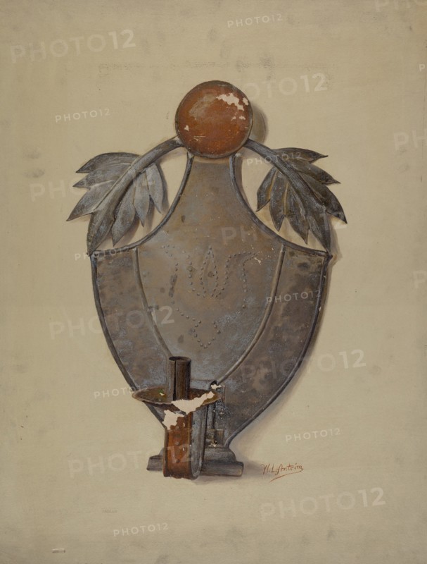 Pa. German Tin Sconce, c. 1937. Creator: William L Antrim.