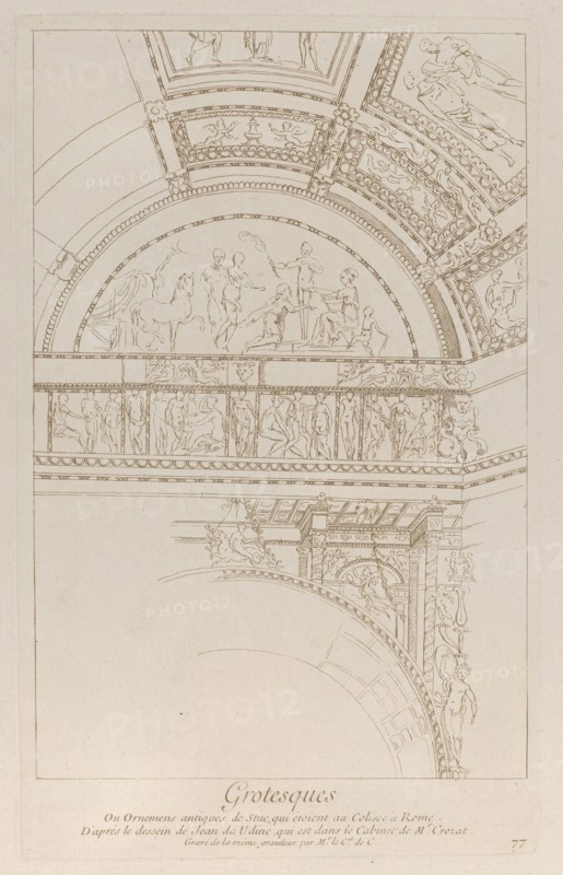 Grotesques: detail of the stucco reliefs decorating the Colosseum in Rome