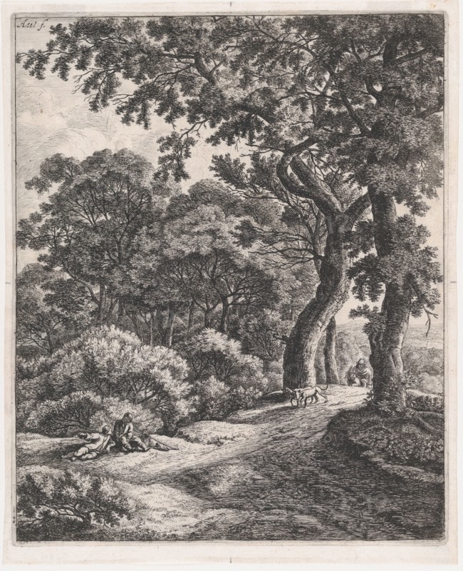 Two Travelers Resting in the Woods