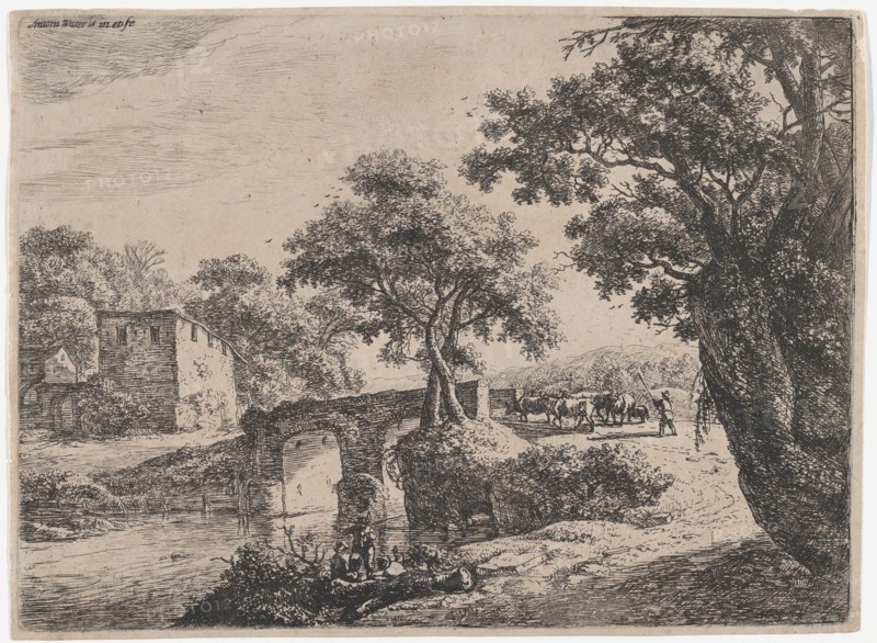 Herd Near a Stone Bridge