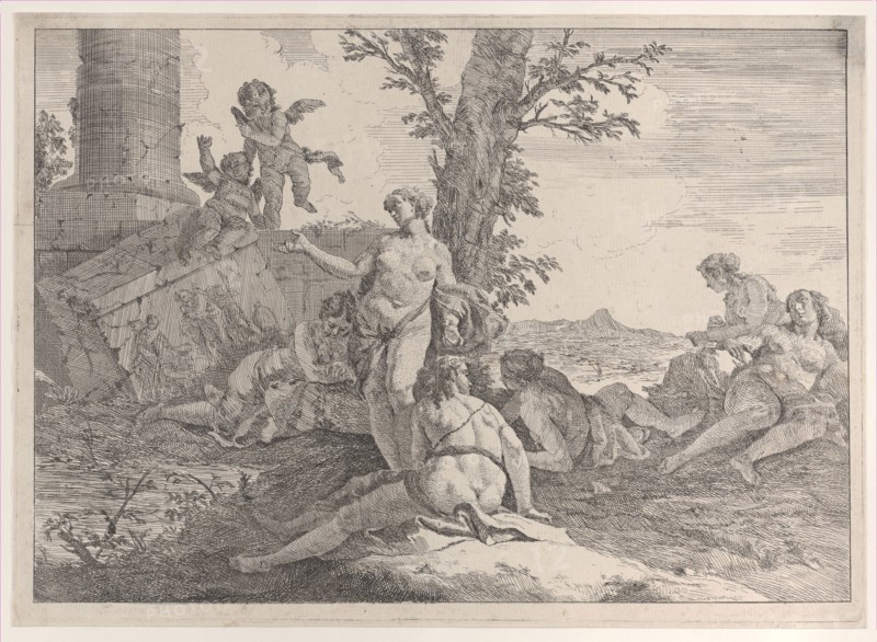 Six nymphs and two putti