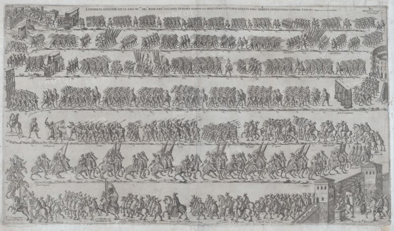 The entry of Marcantonio Colonna and the Christian army in Rome after victory at the battl...