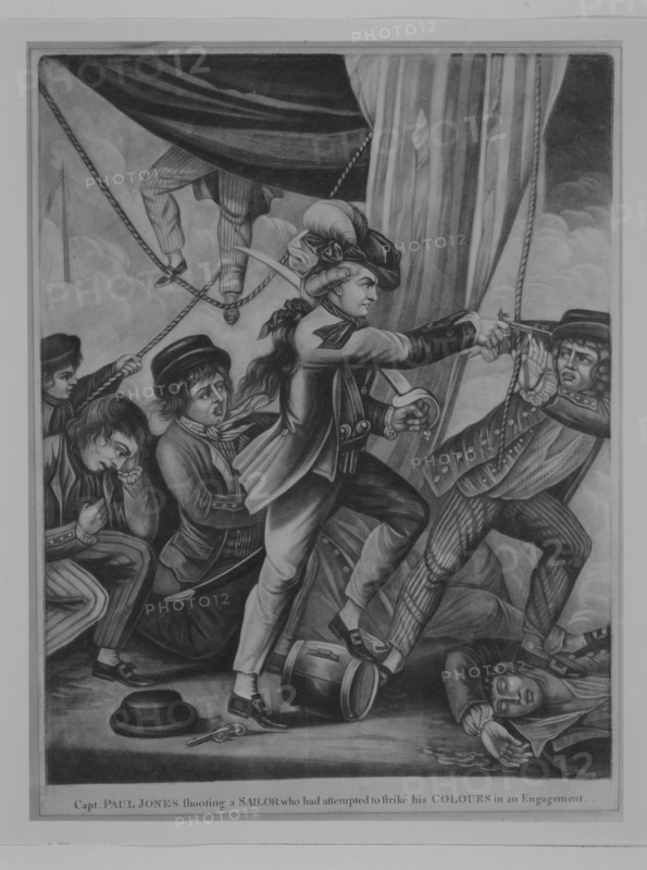 Capt. Paul Jones shooting a Sailor who had attempted to strike...