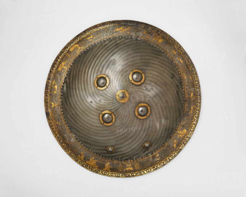 Shield with Hunting and Landscape Vignettes