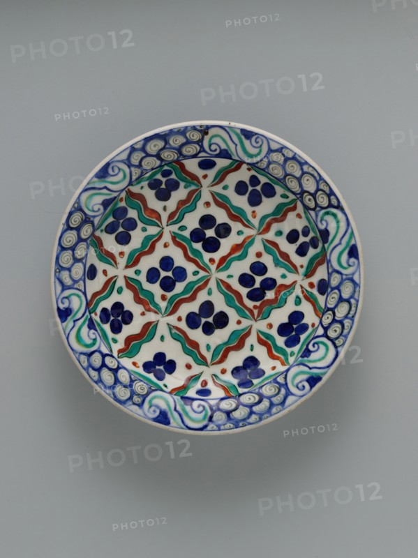 Dish with 'Cintamani' and Tiger-stripe Pattern