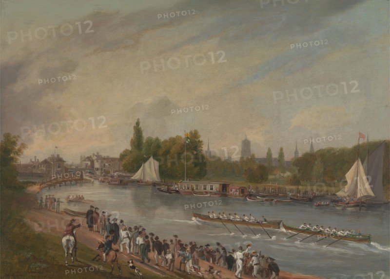 A Boat Race on the River Isis, Oxford, 1822. after John Thomas Serres