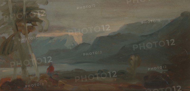 Mountainous Landscape with Figures and Cattle;Rocky Landscape with Figures and Cattle Resting, 1806 to 1807. Formerly attributed to Joseph Mallord William Turner and Peter DeWint