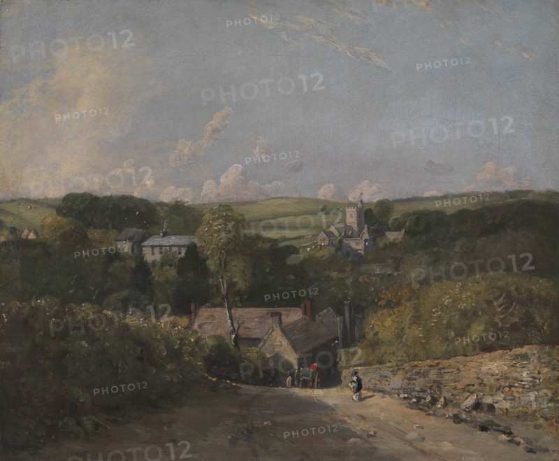 Osmington Village;View of Osmington Village with the Church and Vicarage;Osmington Village, with the Church and Vicarage, 1816 to 1817.