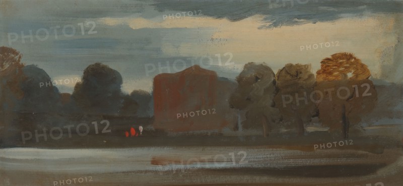 Landscape with Lake;Lake Scene with Mountains, 1828 to 1829. Formerly attributed to Joseph Mallord William Turner and Peter DeWint