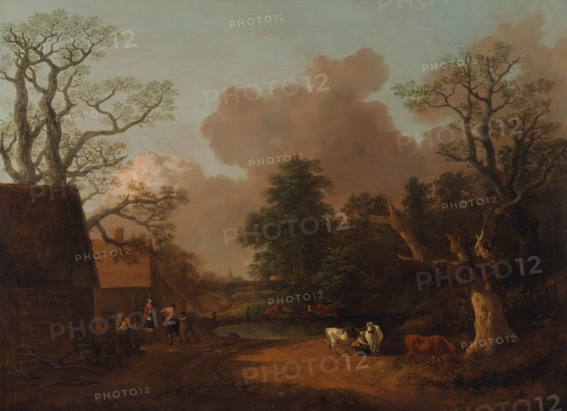 Landscape with Milkmaid;Landscape with Farm Buildings and Peasants;A Landscape with Figures, Farm Buildings and a Milkmaid;Landscape with Farm Buildings and Peasants, between 1754 and 1756.