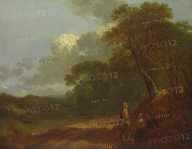 Wooded Landscape with a Man Talking to Two Seated Women, ca. 1745.