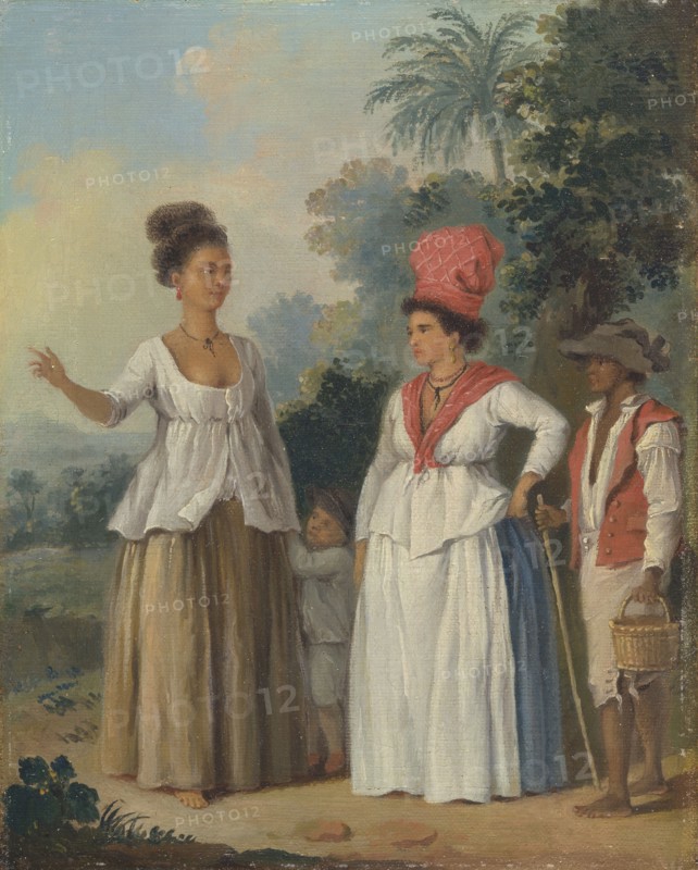 West Indian Women of Color, with a Child and Black Servant;Two West Indian Women of Color, a Child Holding the Hand of One and attendant Black Servant, ca. 1780.