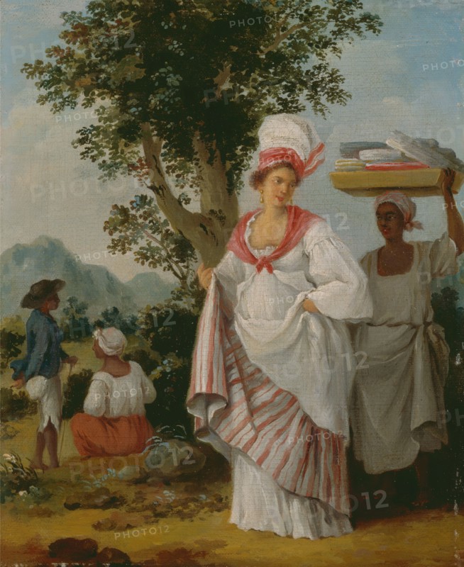 A West Indian Creole Woman Attended by her Black Servant, ca. 1780.