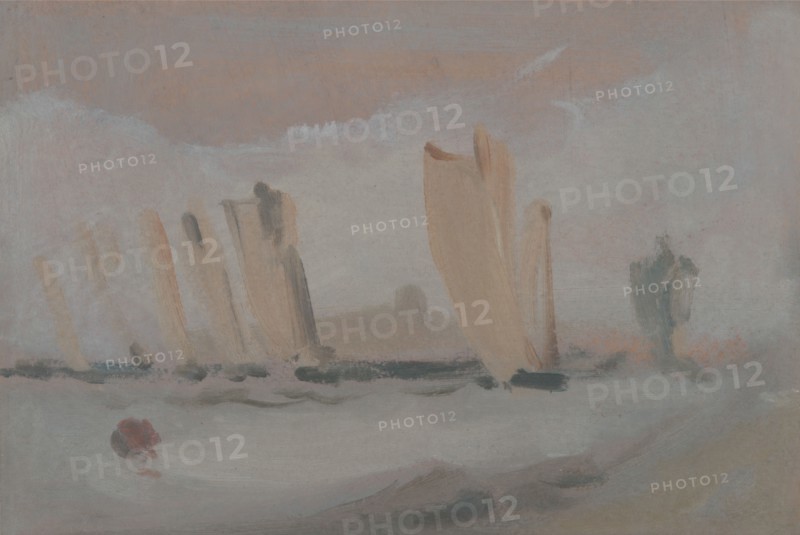 Yacht Racing on the Solent, ca. 1827. Formerly attributed to Joseph Mallord William Turner and Peter DeWint