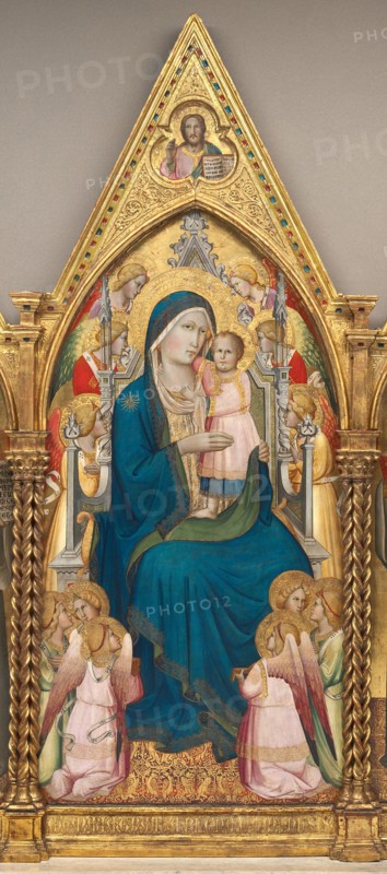 Madonna and Child Enthroned with Twelve Angels, and with the Blessing Christ [middle panel], shortly before 1387.
