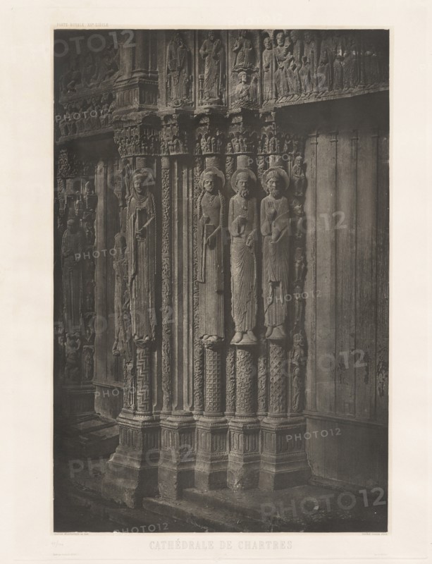 Planche XIII ? Cathédrale de Chartres, Statues Colonnes de la Porte Centrale du Portail Royal (Plate XIII ? Chartres Cathedral, Statue Columns in the Central Door of the Royal Entrance), 1855, printed 1982.