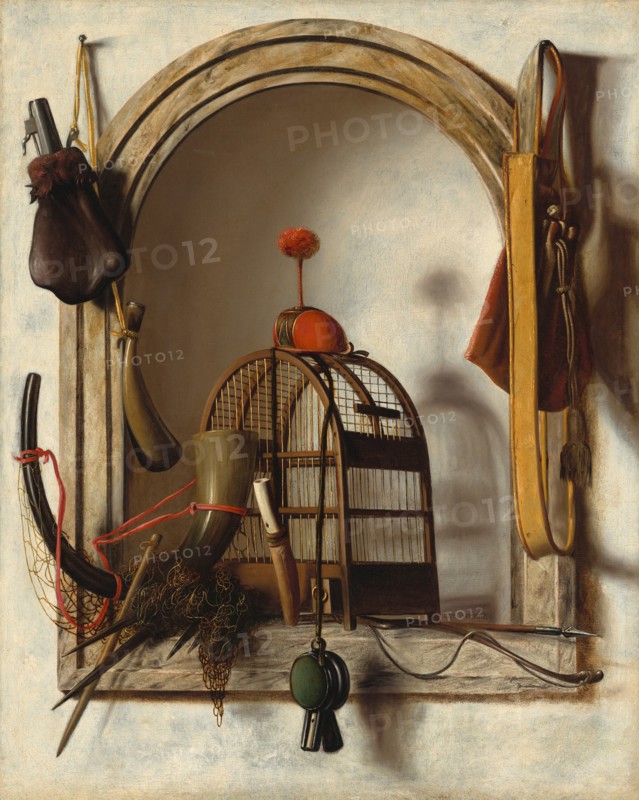 Niche with Falconry Gear, probably 1660s.
