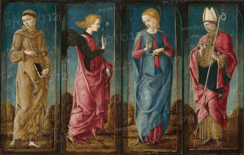 The Annunciation with Saint Francis and Saint Louis of Toulouse [four panels], c. 1470/1480.