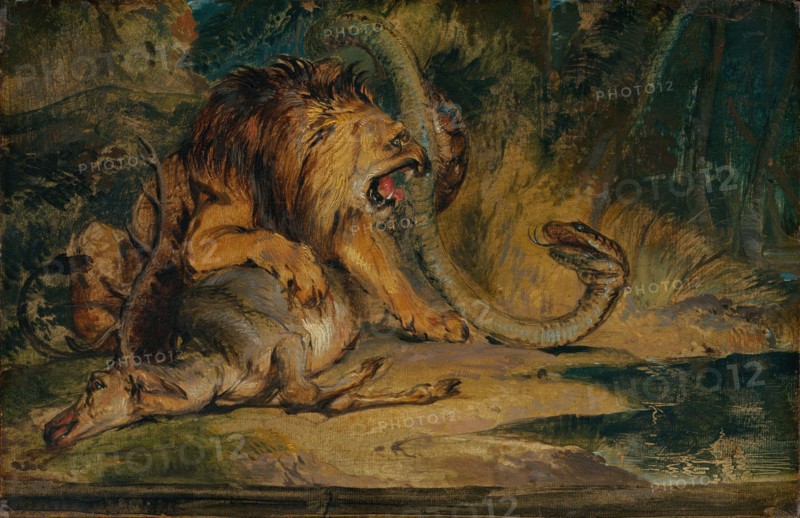 Lion Defending its Prey, c. 1840.
