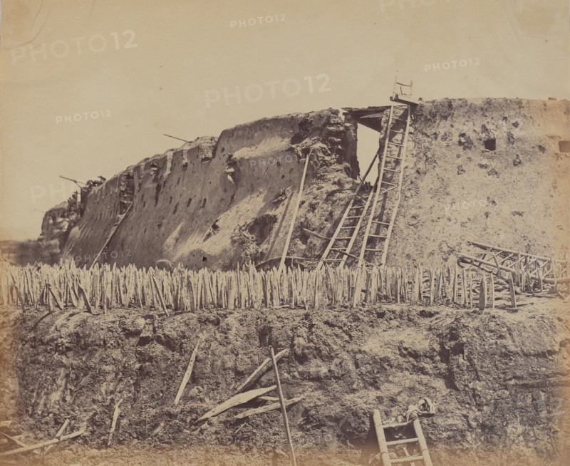 Angle of North Taku Fort at Which the French Entered, August 21, 1860, 1860.