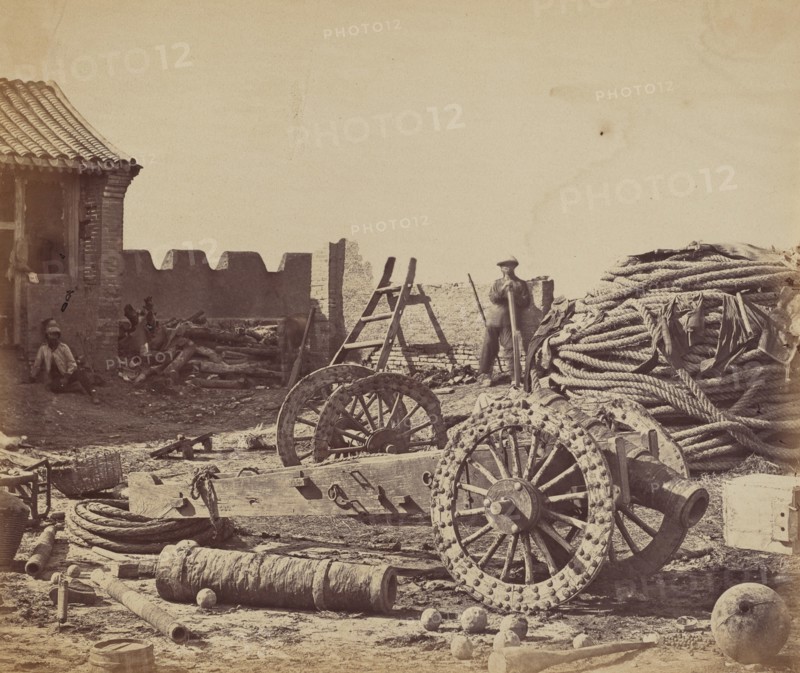 Interior of Pehtang Fort Showing the Magazine and Wooden Gun, August 1, 1860, 1860.