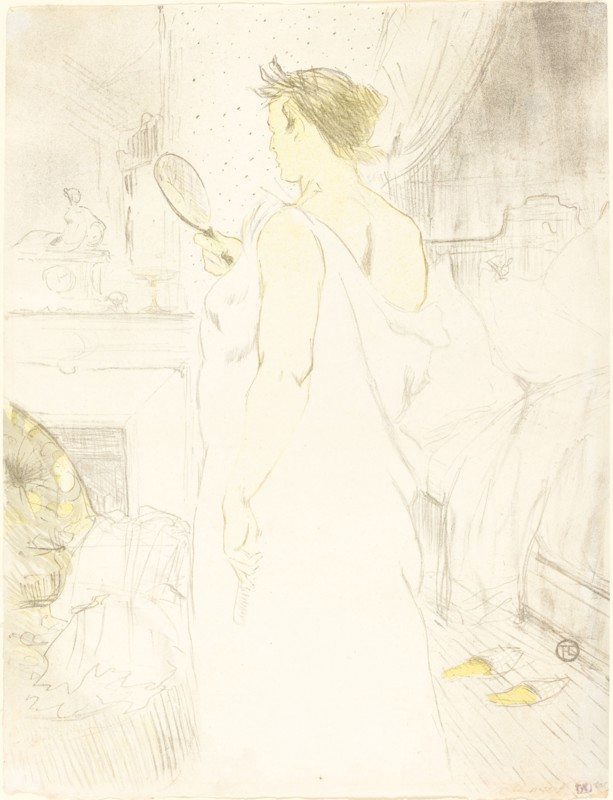 Woman at the Mirror (Femme à glace), 1896. Observations of daily life inside a Parisian brothel where Lautrec resided.